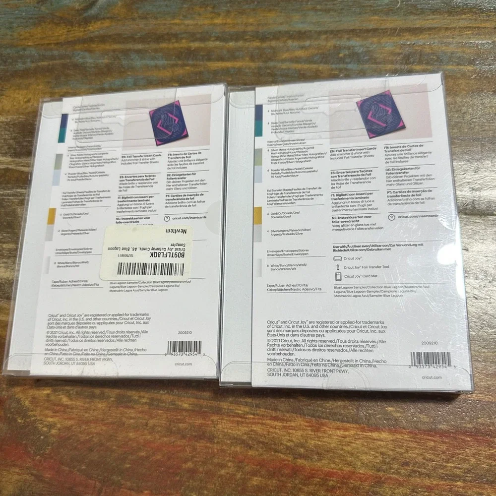 Cricut Joy Foil Transfer Insert Cards Blue Lagoon Sampler 2 Packs 16 Count Total